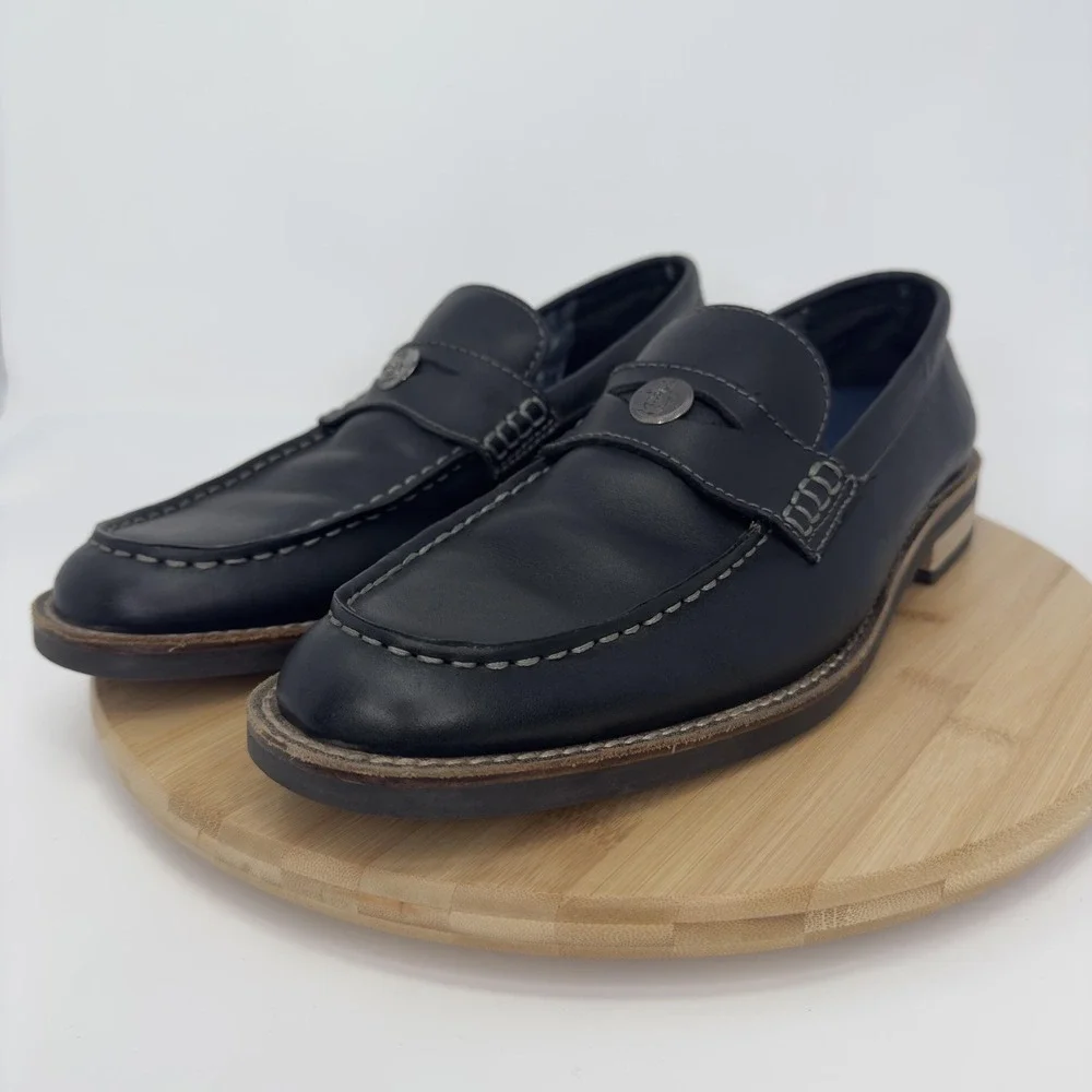 Original‎ Penguin Benson Shoes Mens Size 11 Black Leather Penny Loafers Dress